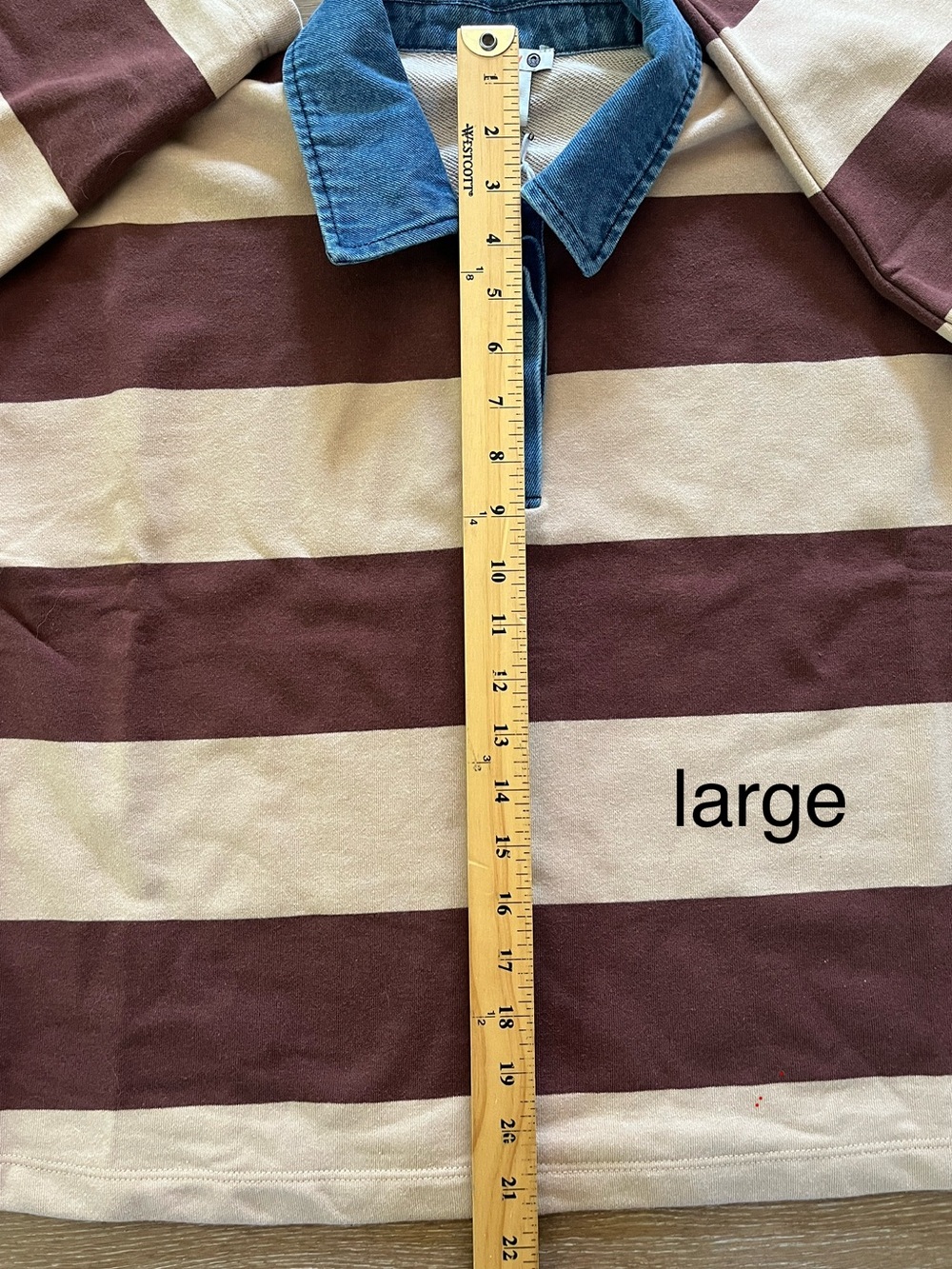 NWT Sundry Rugby Stripe Denim Collar Shirt - Picture 8 of 10